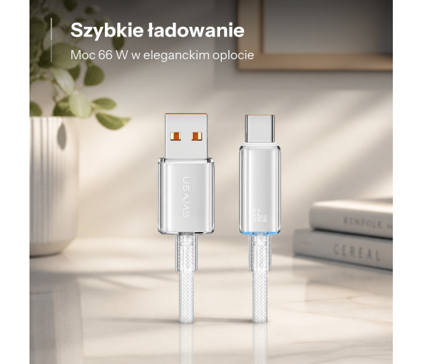 USAMS Kabel US-SJ658 6A USB-A do USB-C 1,2m biały - 1569096 - zdjęcie 2